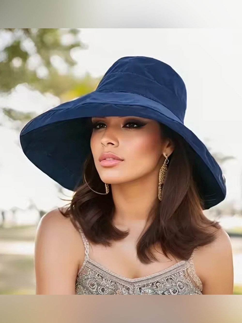 Elegant Oversized Navy Sun Hat | Wide Brim Resort Glam Ha